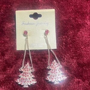 Fashion Jewelry Festive Red and Gold Tree Earrings